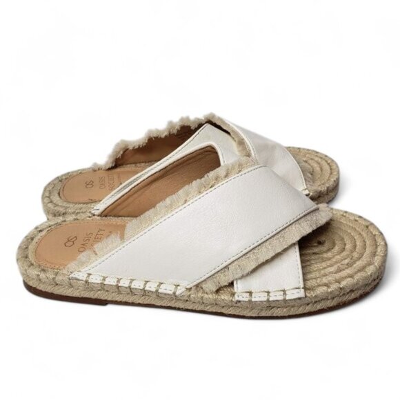 Oasis Society Espadrille Slide Sandals Women's Frilly Boho Cross Strap Resort 6 - Picture 3 of 9